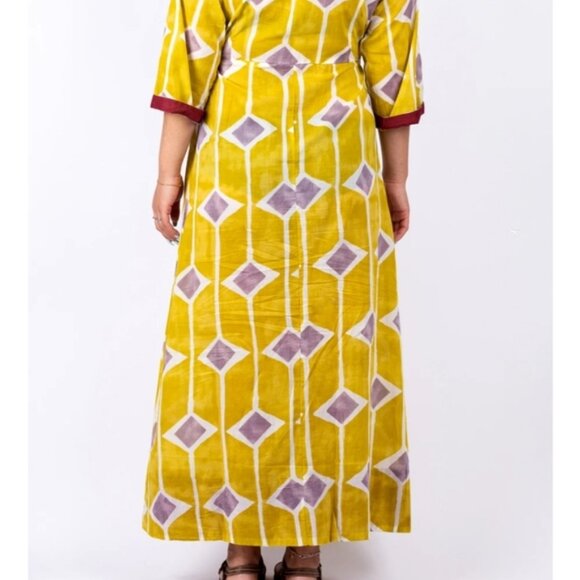 Dolma Iris Bohemian Geometric Long Wrap Dress with Tassels Size Medium - Picture 4 of 11